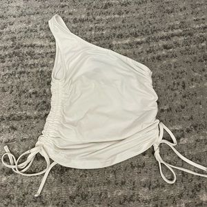 shein one shoulder white cropped shirt